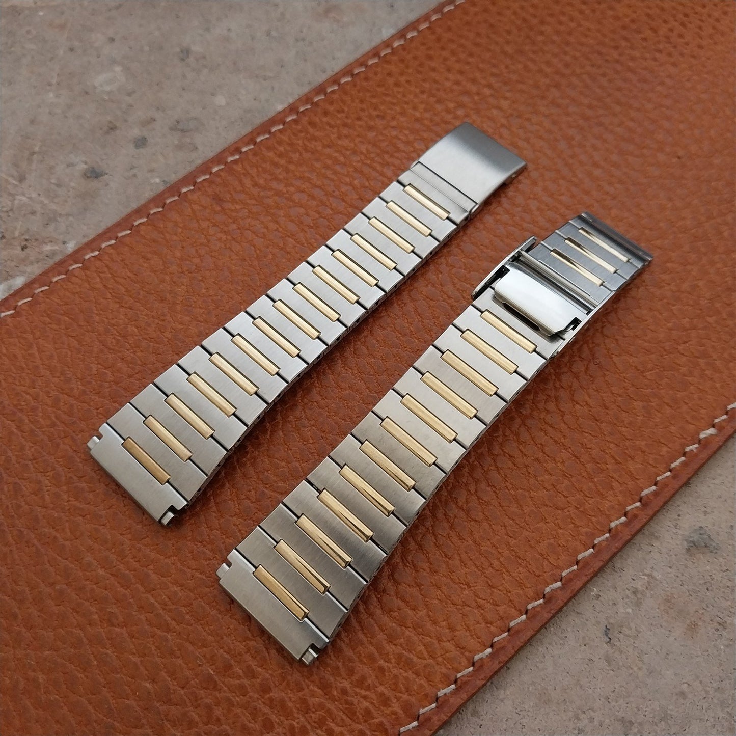Vintage 19mm 20mm 22mm Speidel Gold & Stainless Steel 1970s-1980s Watch Band