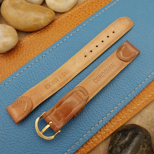 Vintage 14mm Long Classic Natural Tan Shell Cordovan Classic 1950s Watch Band