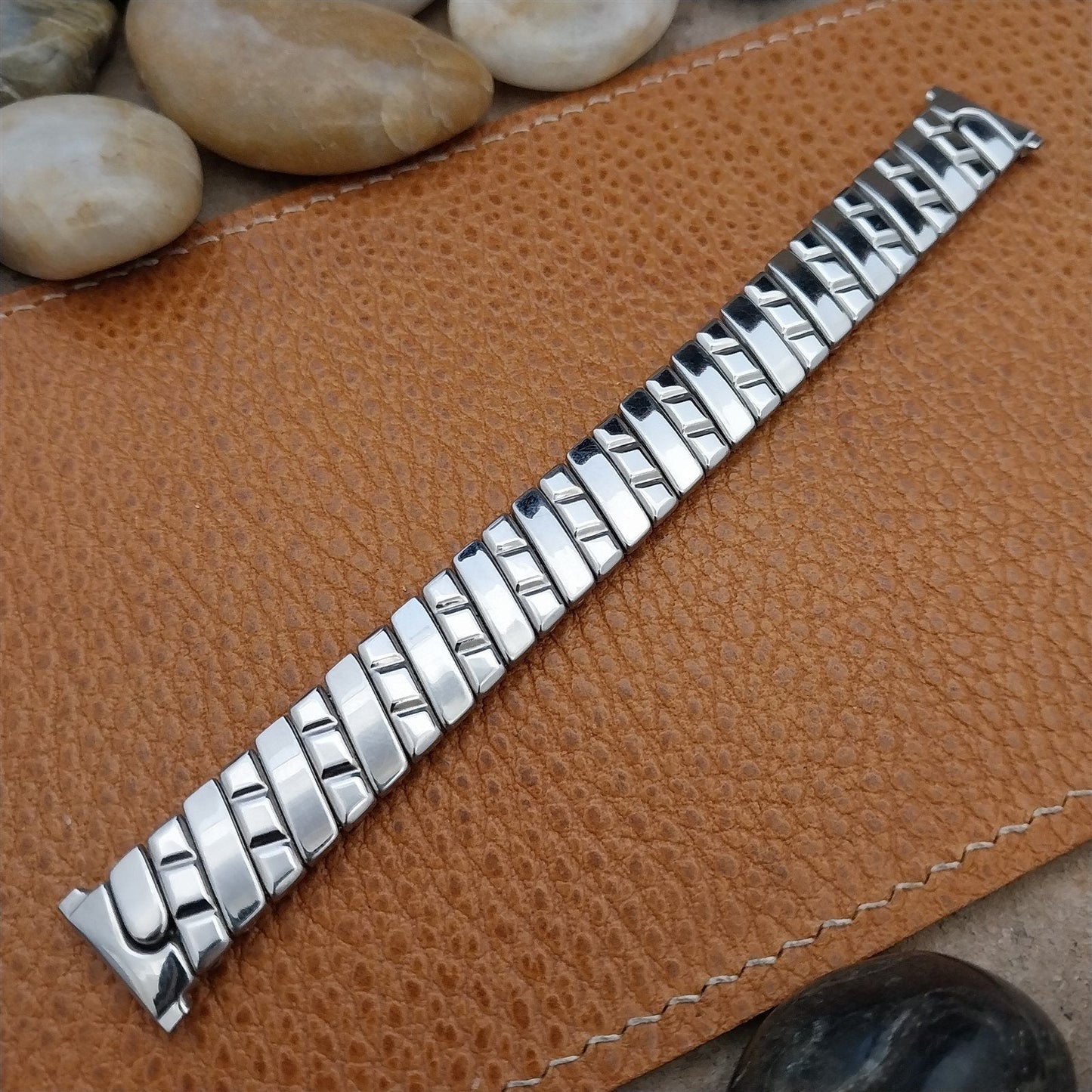 Vintage 1940s 5/8" Craftmode Art Deco Classic Stainless Steel Stretch Watch Band