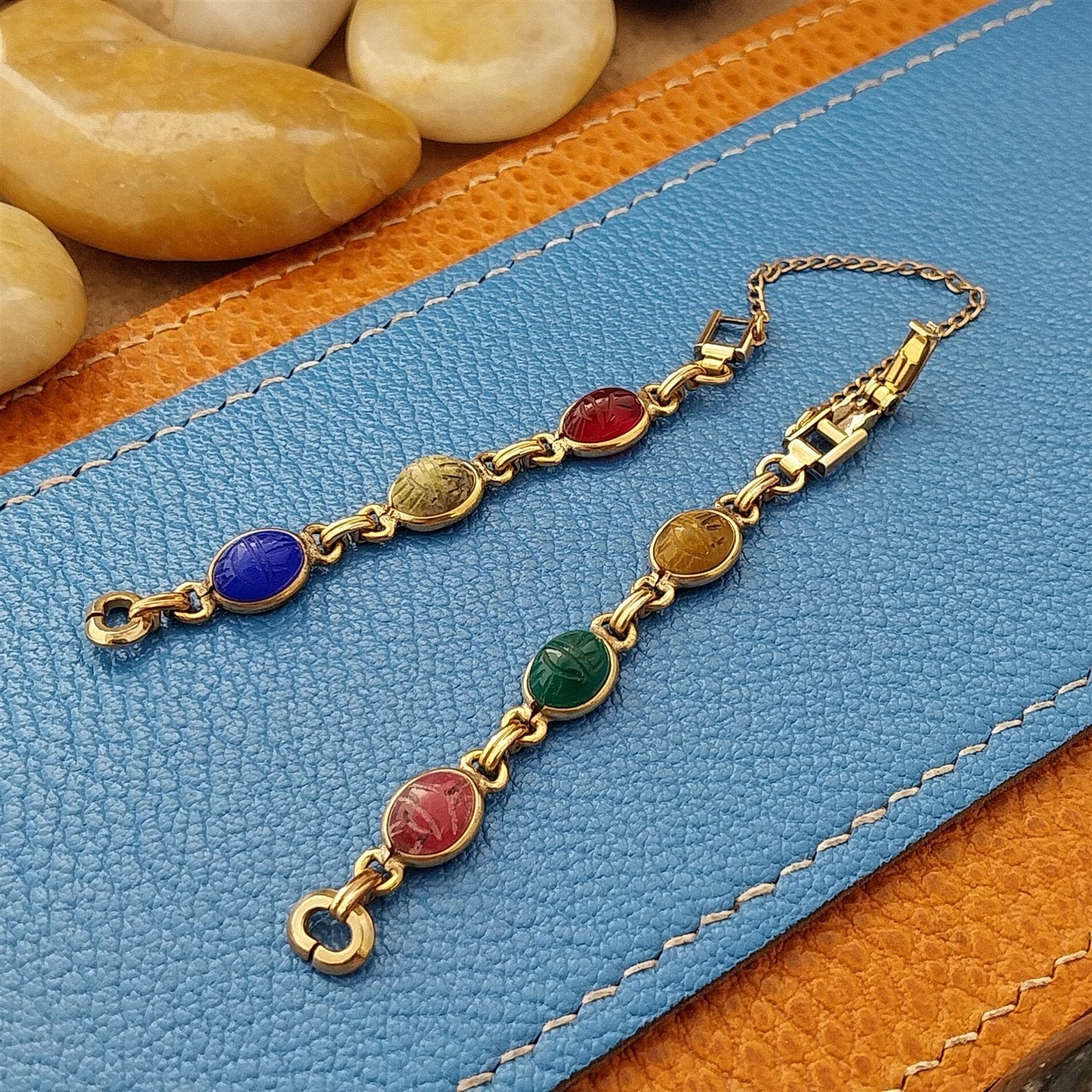 Vintage 1960s JB Champion 10k Yellow Gold-Filled Scarab Womens Watch Band