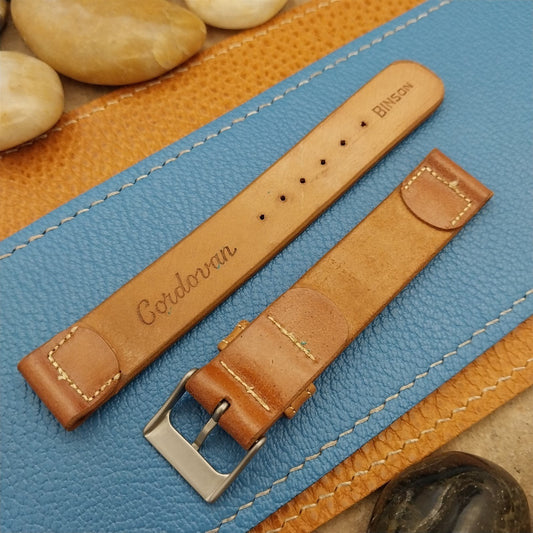 Vintage Binson Shell Cordovan 5/8" Unused 1950s Watch Band & Bead Blasted Buckle