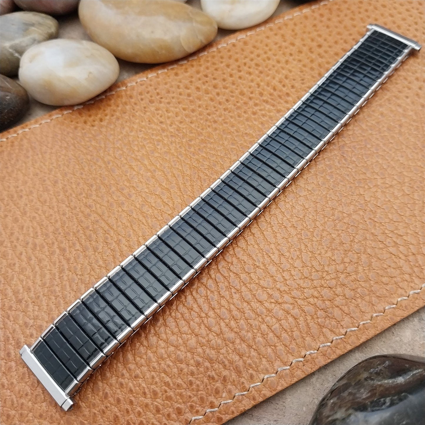 19mm 18mm Classic Speidel Black & Stainless Steel Romunda Vintage Watch Band