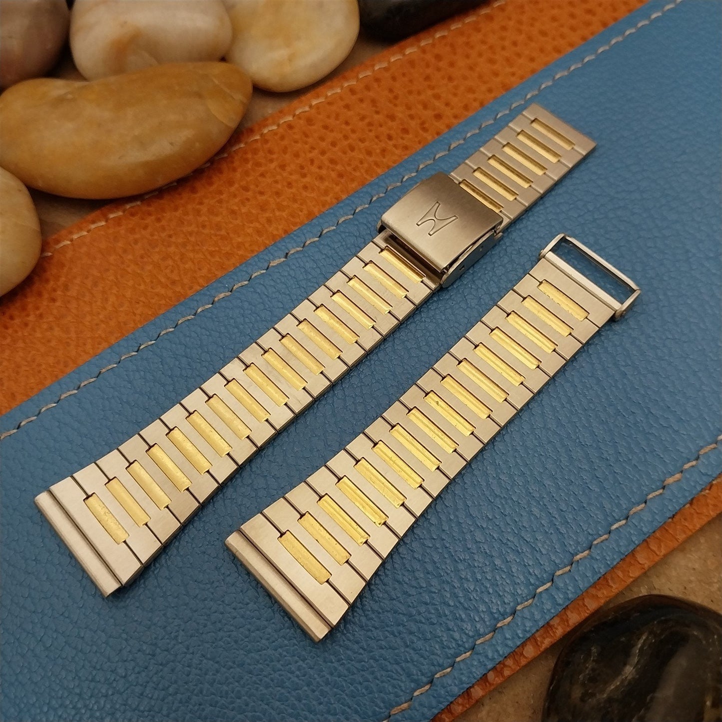 Vintage 20mm Hadley Gold & Stainless Steel 1970s-1980s Watch Band