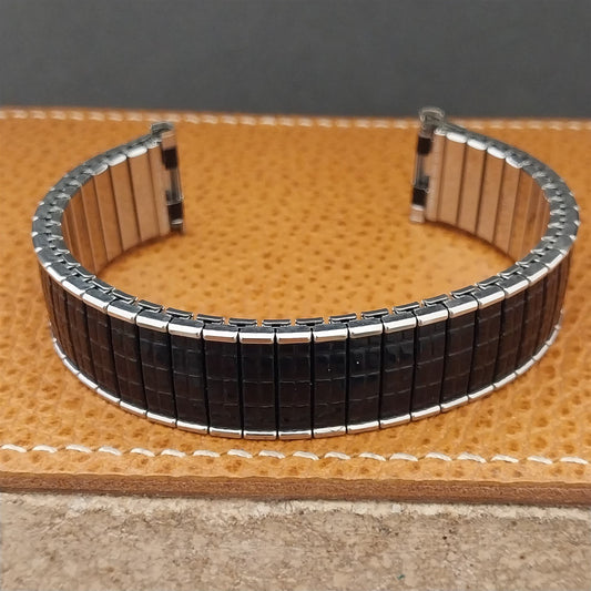 Long Speidel 19mm 18mm 17mm Romunda Black & Stainless Unused Vintage Watch Band