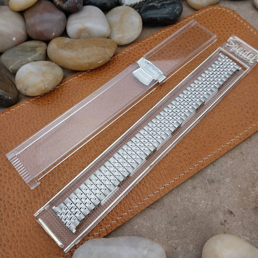 1969 Stainless Long Rice Beads Speidel Tempest 19mm 18mm nos Vintage Watch Band