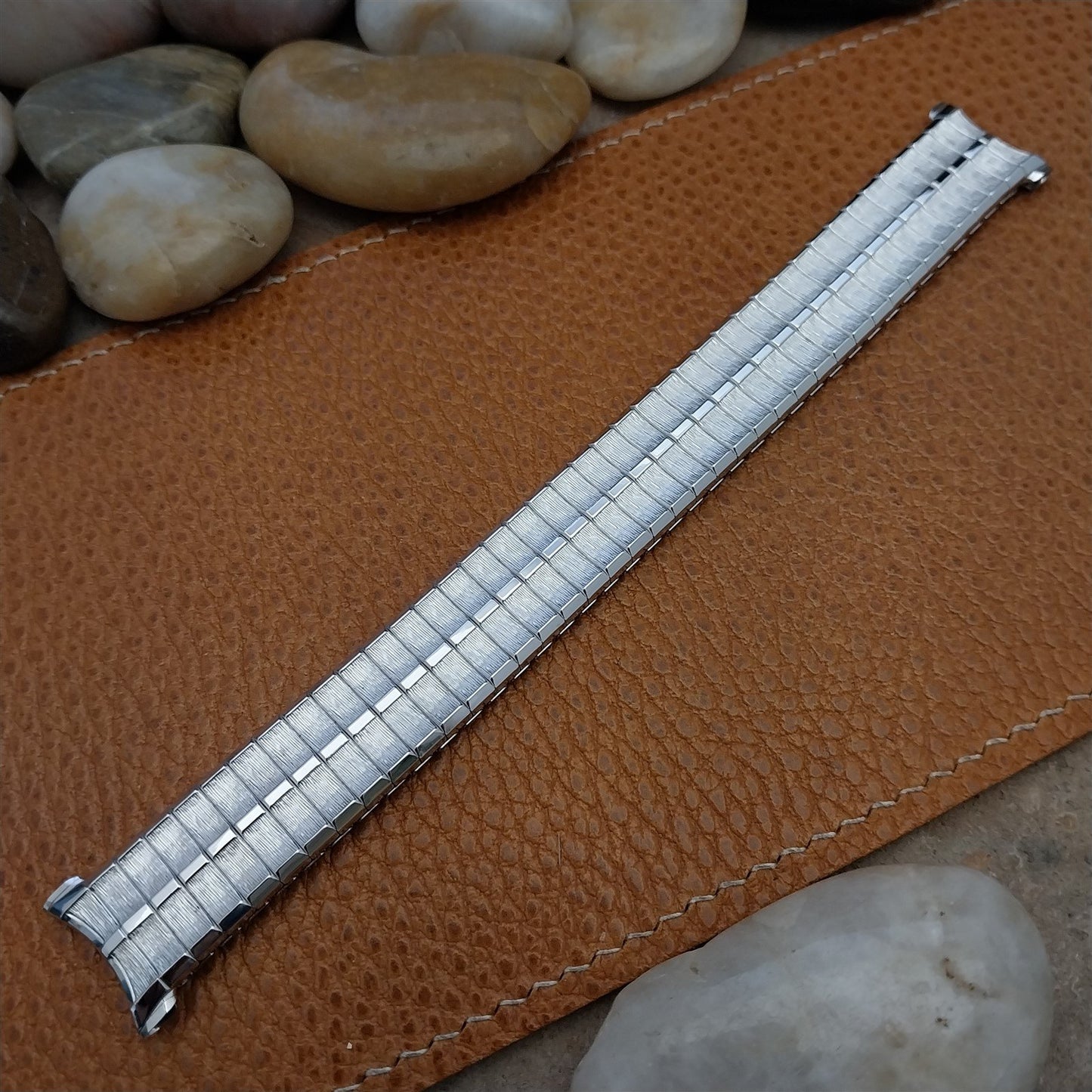 19mm 18mm 1970s 10k White Gold-Filled Speidel High Ridge nos Vintage Watch Band