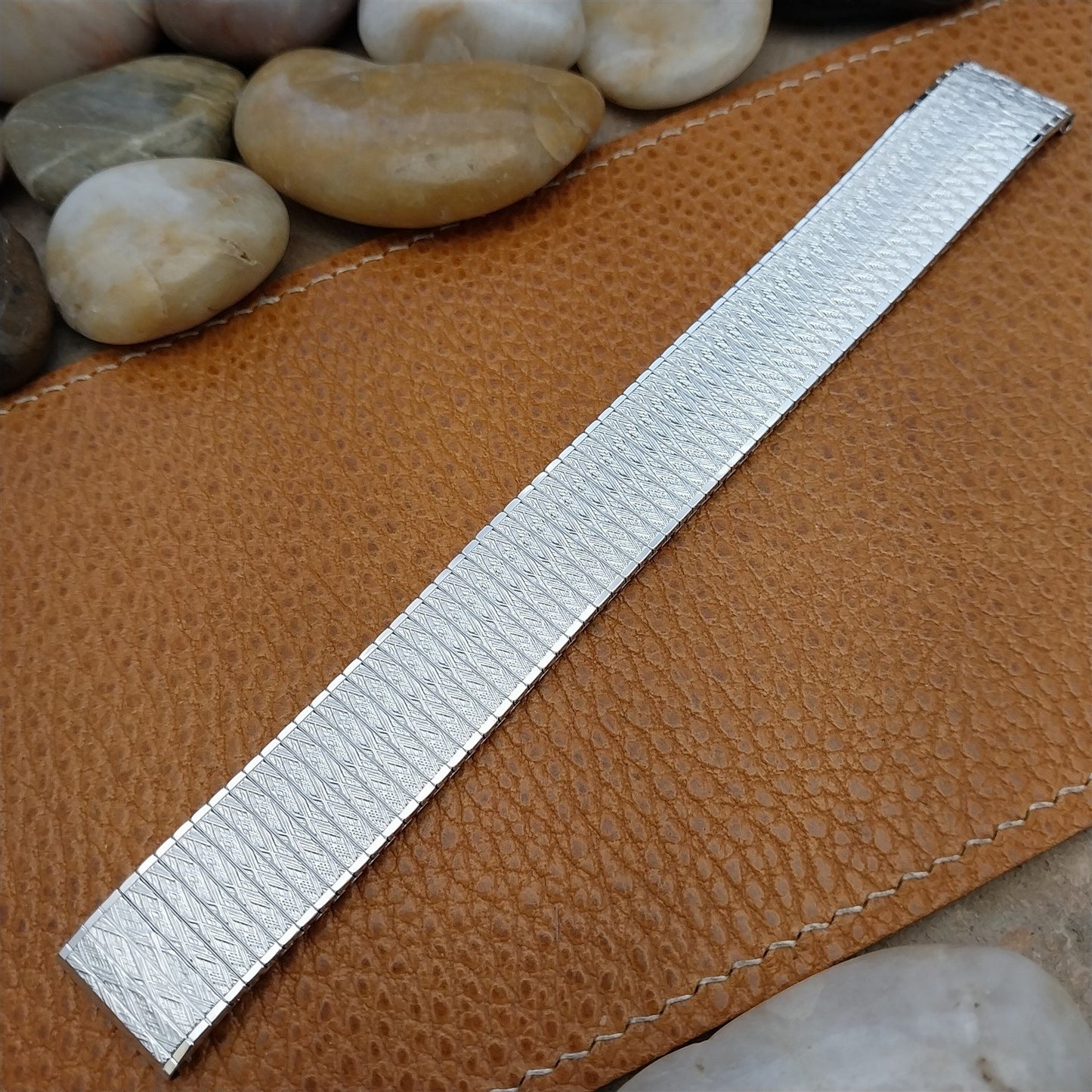 Vintage White Gold-Filled Speidel Thinline 17.2mm Unused Long Classic Watch Band