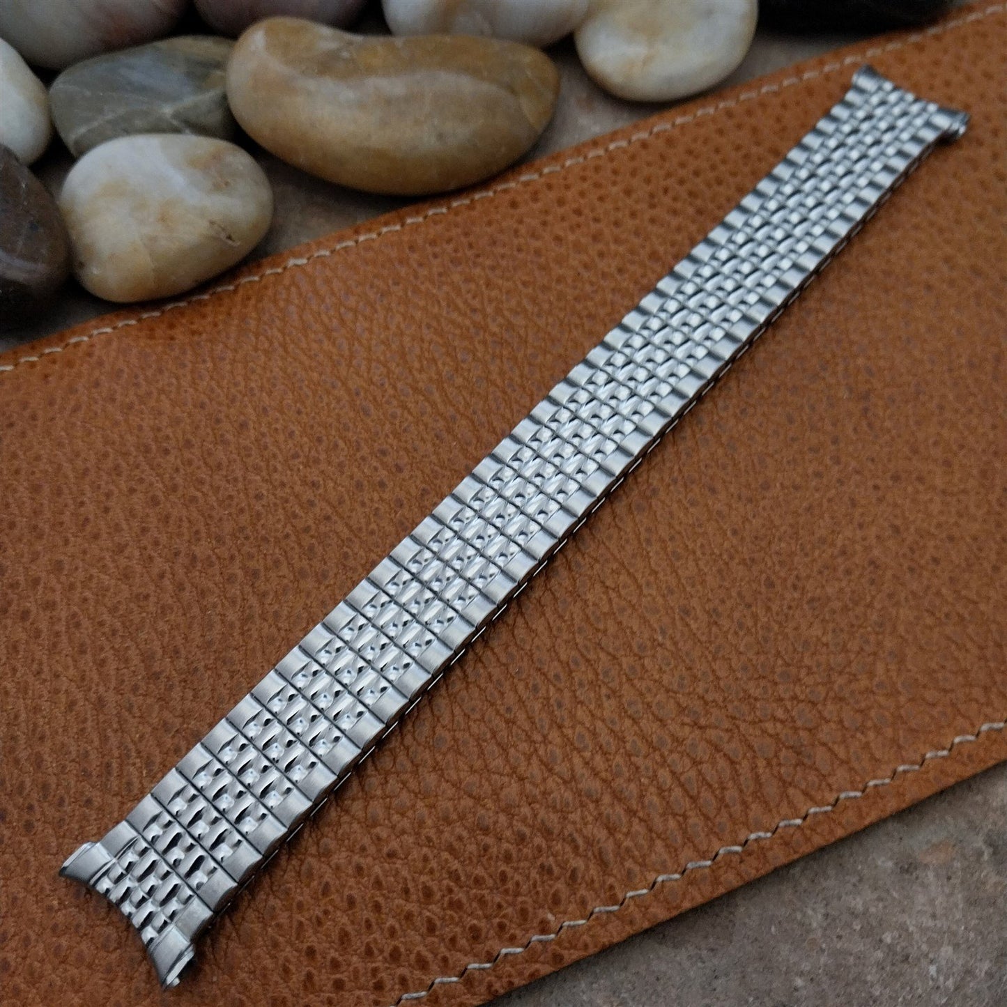 Long 1963 Stainless Steel Rice Beads Speidel Tempest Unused Vintage Watch Band
