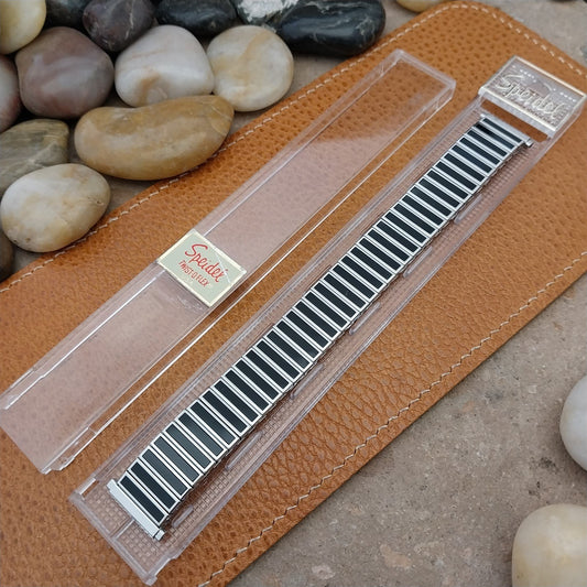 16mm 18mm 19mm Speidel USA Black & Stainless Twistoflex 1980s Unused Watch Band