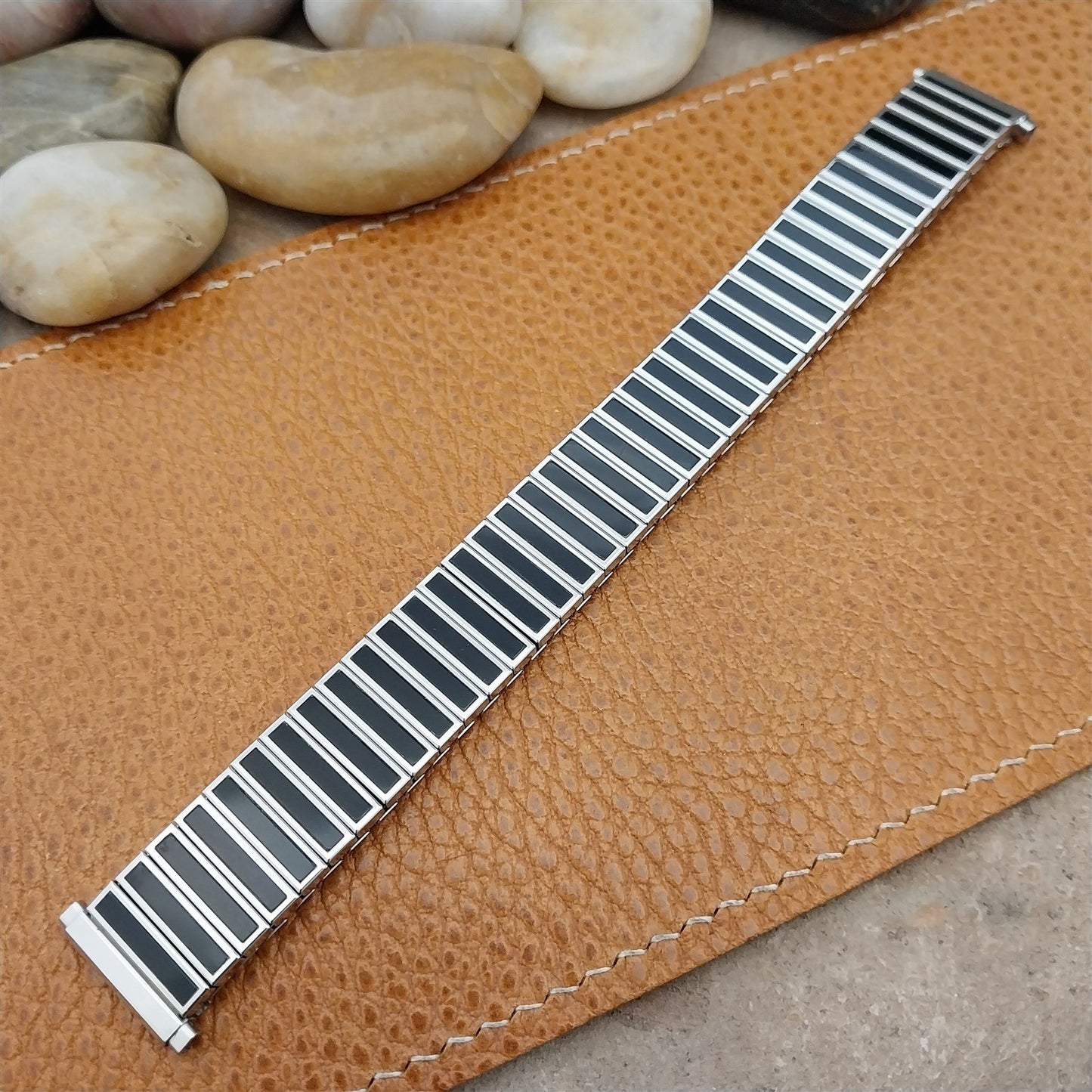 16mm 18mm 19mm Speidel USA Black & Stainless Twistoflex 1980s Unused Watch Band