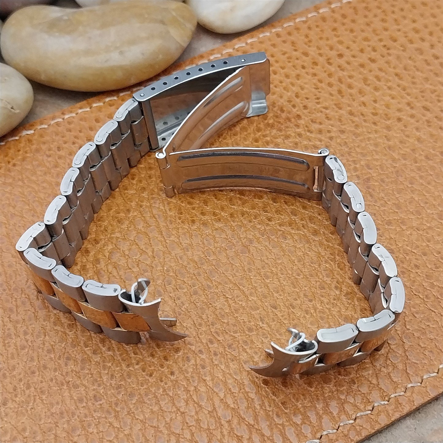 18mm Gold-Tone & Stainless Steel Deployment Vintage Watch Band