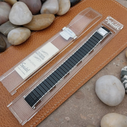 Vintage Speidel Romunda 1974/1975 Calendar Black & Stainless Steel Watch Band