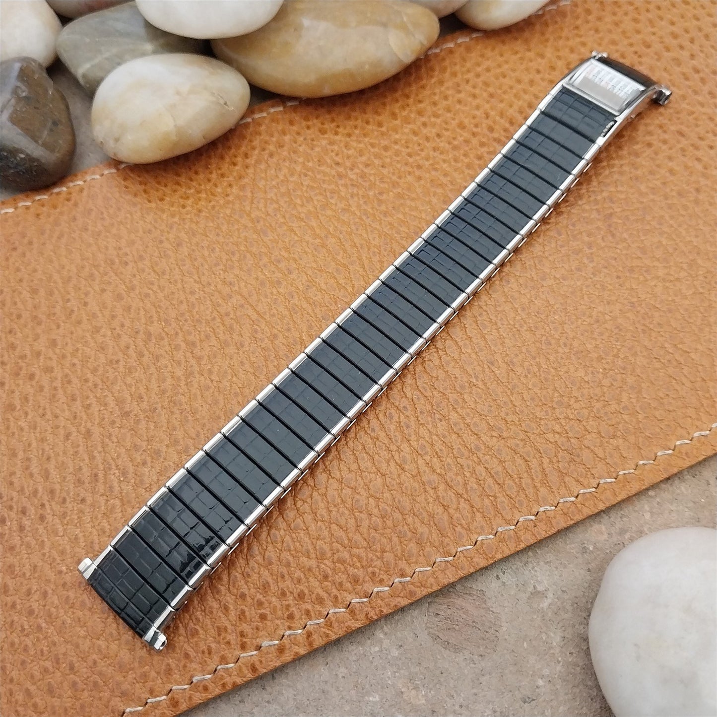 Vintage Speidel Romunda 1974/1975 Calendar Black & Stainless Steel Watch Band