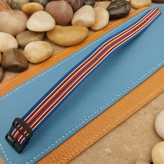 Vintage 16mm 1960s Reversible Striped Perlon Classic Single Pass NOS Watch Band