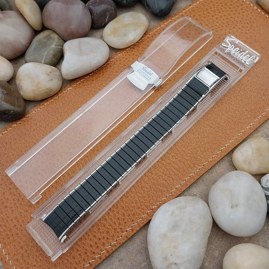 Vintage 1970s Speidel Romunda Perpetual Calendar Black & Stainless Watch Band