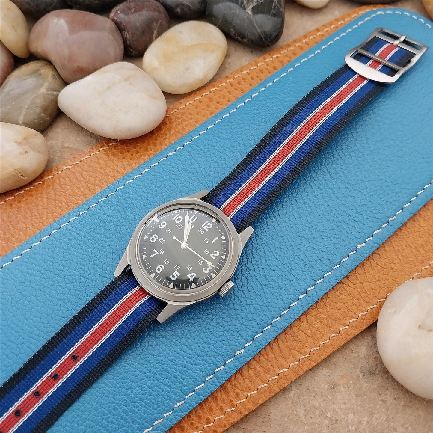 Vintage 18mm Perlon Reversible Classic Single Pass Unused nos 1960s Watch Band