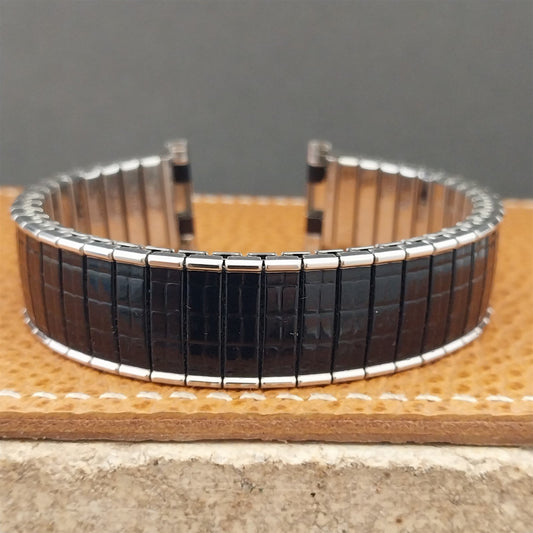 Vintage Long 19mm 18mm Stainless Steel & Black Romunda Speidel Unused Watch Band