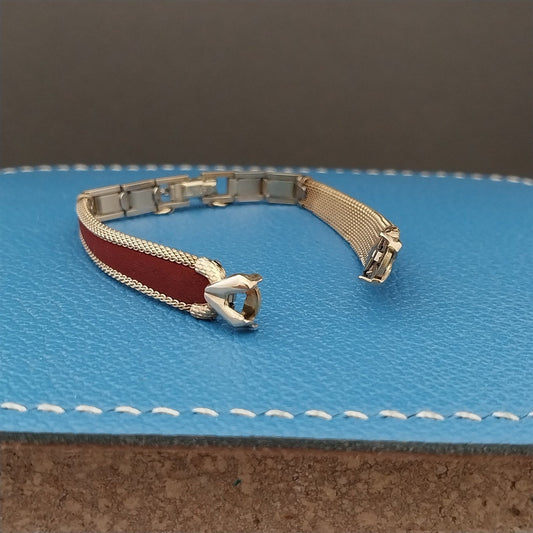 Ladies 10k Yellow Gold-Fill & Red Corfam JB Champion Unused Vintage Watch Band