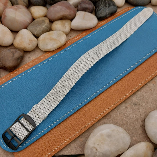 Vintage 18mm Silver Perlon Eulit Panama Classic 1960s Single Pass NOS Watch Band