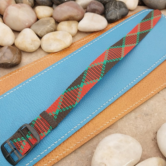 Vintage 18mm Eulit Braided Perlon Classic 1960s Single Pass Argyle Watch Band