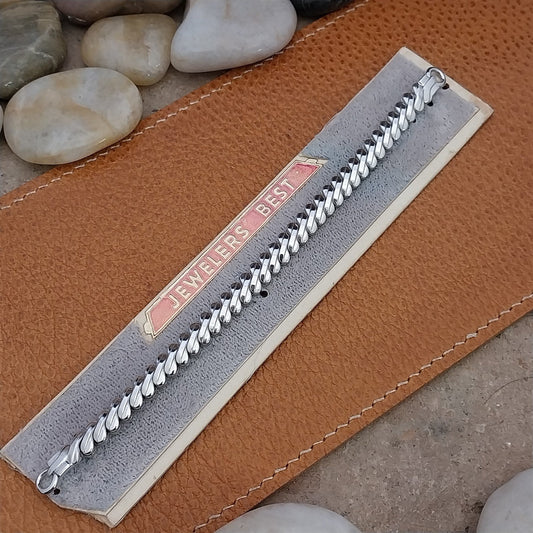 Vintage 1950s JB Champion Ladies Long Cocktail Watch White Gold Filled Band