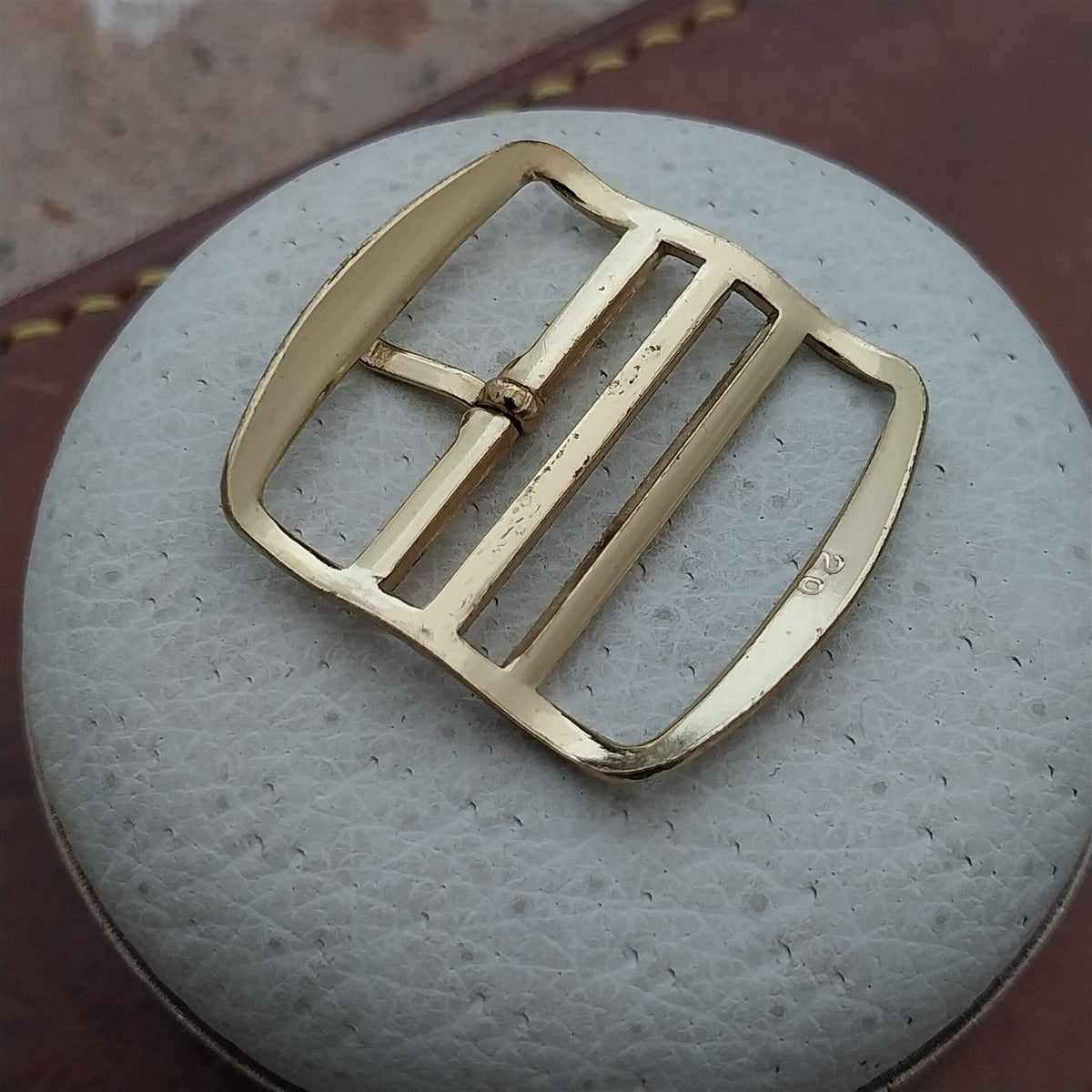 Old Stock German 20mm Gold Tone Buckle for Vintage Single Pass Watch Strap
