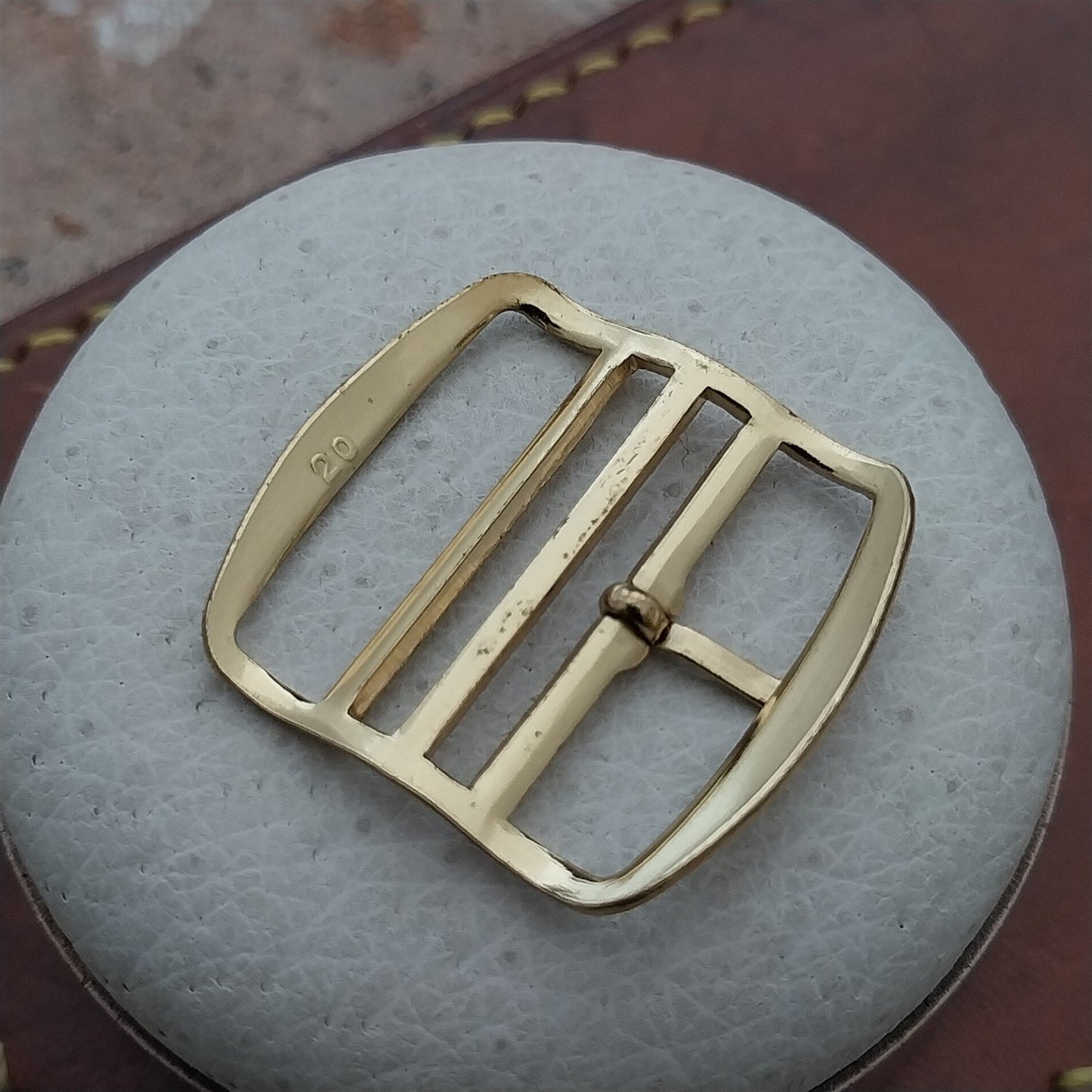 Old Stock German 20mm Gold Tone Buckle for Vintage Single Pass Watch Strap
