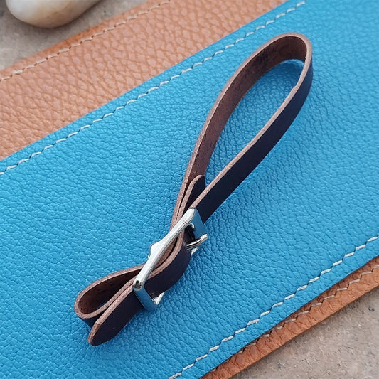 3/8" Shell Cordovan Leather Vintage Pocket Watch Fob Strap & Solid Cast Buckle