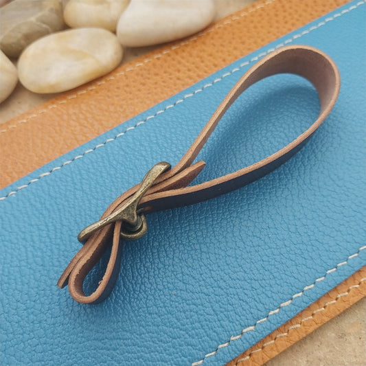 1/2" Shell Cordovan Leather Vintage Pocket Watch Fob Strap & Cast Solid Buckle