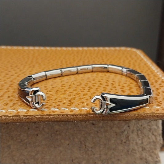 Vintage 1958 White Gold-Filled & Black Speidel Windswept Unused Watch Band