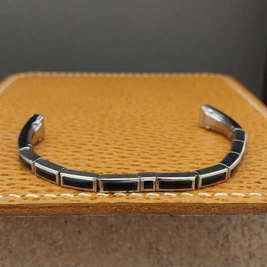 Vintage 1957 White Gold-Filled & Black Speidel Windswept Unused Watch Band