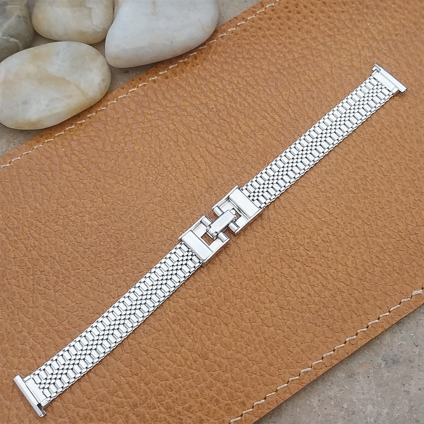 Vintage 13mm Ladies 1950s White Gold-Fill Forstner Two-Piece Watch Bracelet