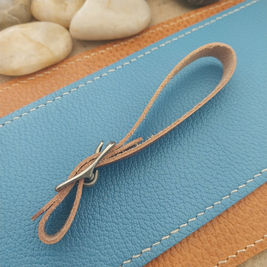 3/8" Tan English Bridle Leather Vintage Pocket Watch Fob Strap & Solid Buckle