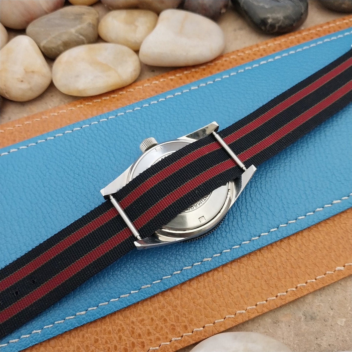 Vintage 19mm Regimental Striped Nylon Classic Single Pass nos Unused Watch Band