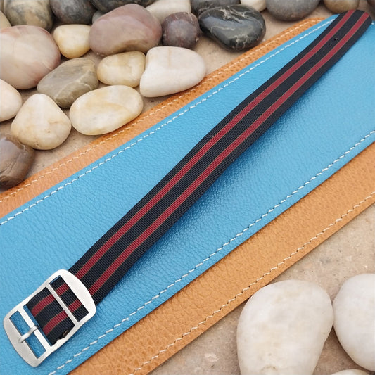 Vintage 19mm Regimental Striped Nylon Classic Single Pass nos Unused Watch Band