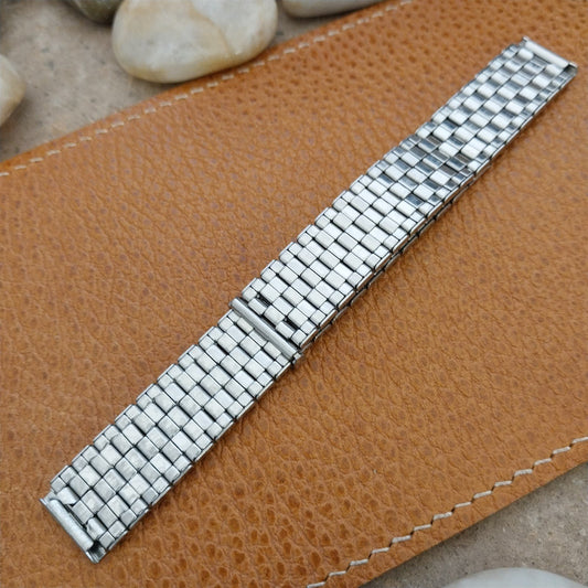 14mm Stainless Steel Elastic Stretch Overlap Unused nos 1980s Watch Band