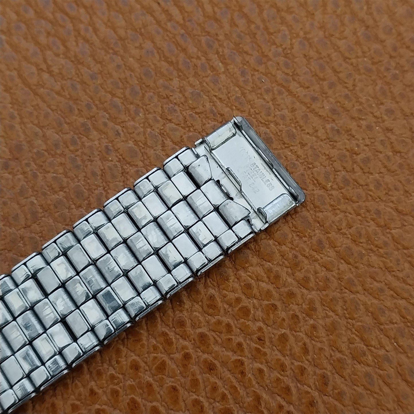 14mm Stainless Steel Elastic Stretch Overlap Unused nos 1980s Watch Band