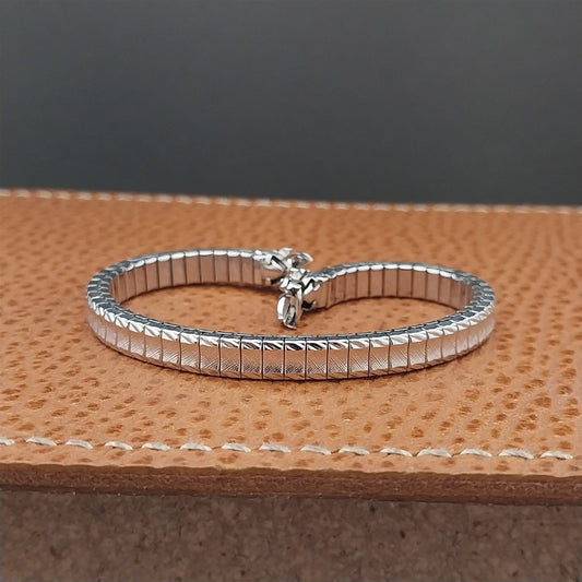 Vintage Ladies Long 1970s 10k White Gold Speidel Unused Expansion Watch Band nos