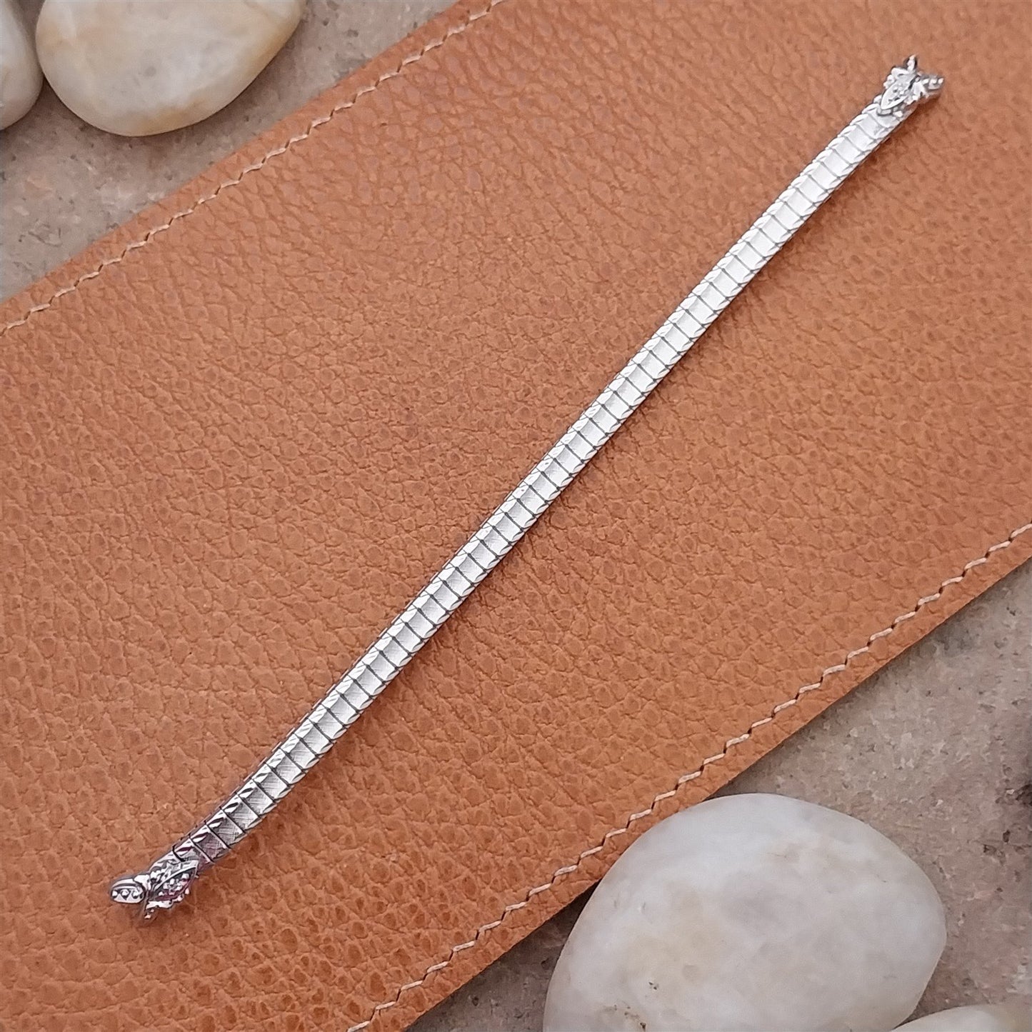 Vintage Ladies Long 1970s 10k White Gold Speidel Unused Expansion Watch Band nos