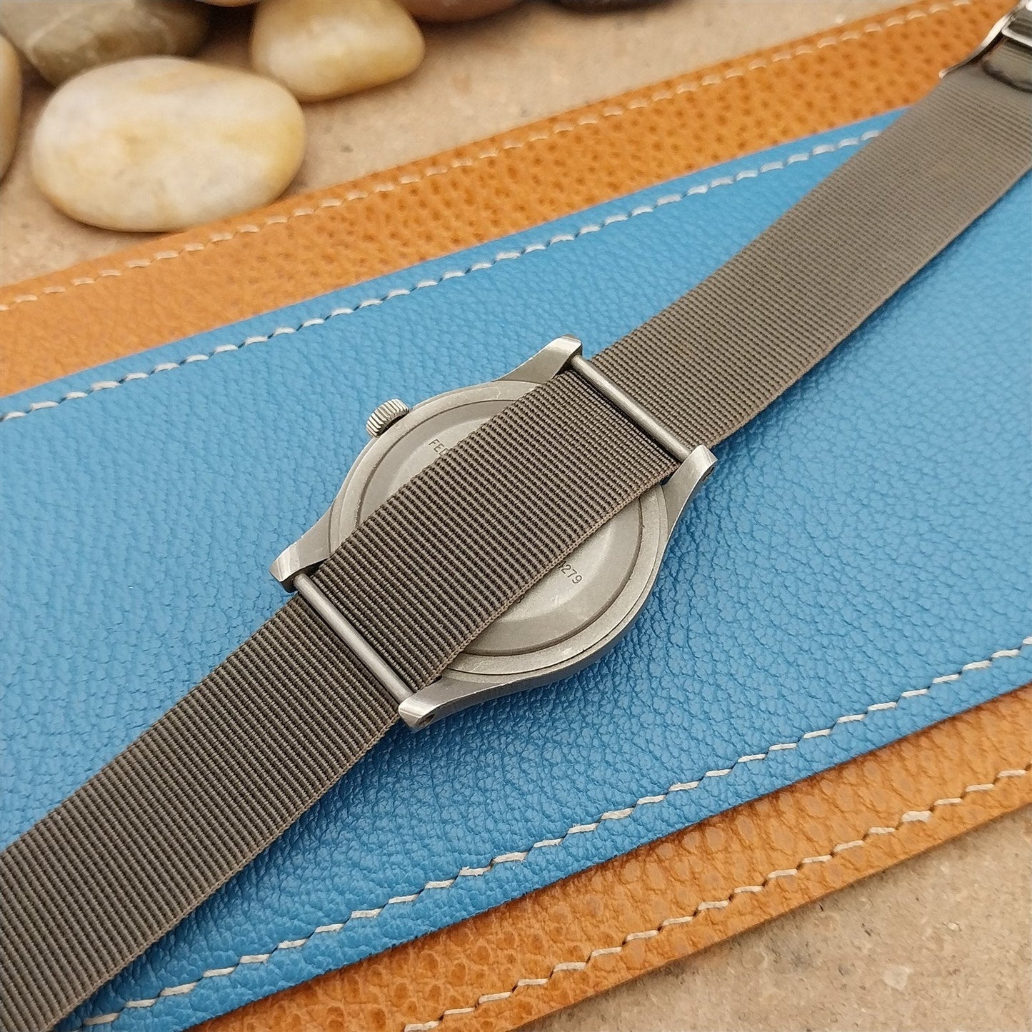 Vintage 17mm Gray Nylon Classic Single Pass Unused 1960s 1970s Watch Band