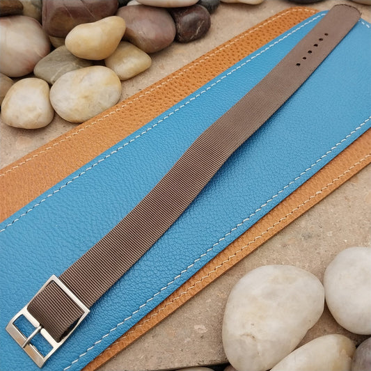 Vintage 19mm Brown Nylon Classic Single Pass nos Unused 1960s 1970s Watch Band