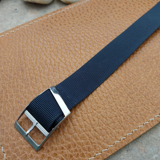 Vintage 17mm Dark Blue Stiff Nylon Classic Single Pass Unused 1970s Watch Band