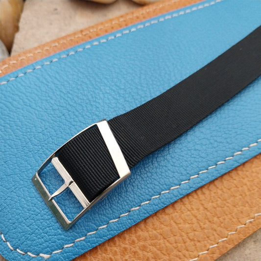 Vintage 17.4mm Black Nylon Classic Single Pass NOS Unused 1970s Watch Band