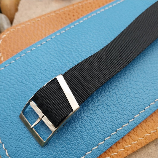 Vintage 18.3mm Black Stiff Nylon Classic Single Pass NOS Unused 1970s Watch Band