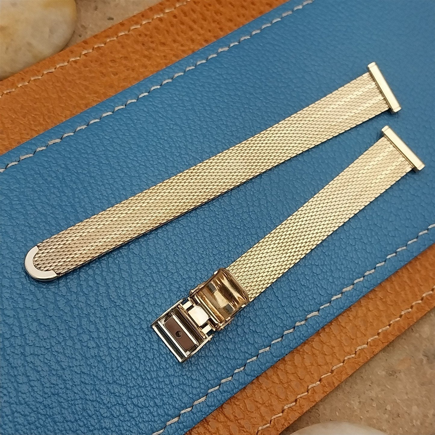 14mm 10k Yellow Gold rgp Mesh Ladies nos Unused 1960s Vintage Watch Band