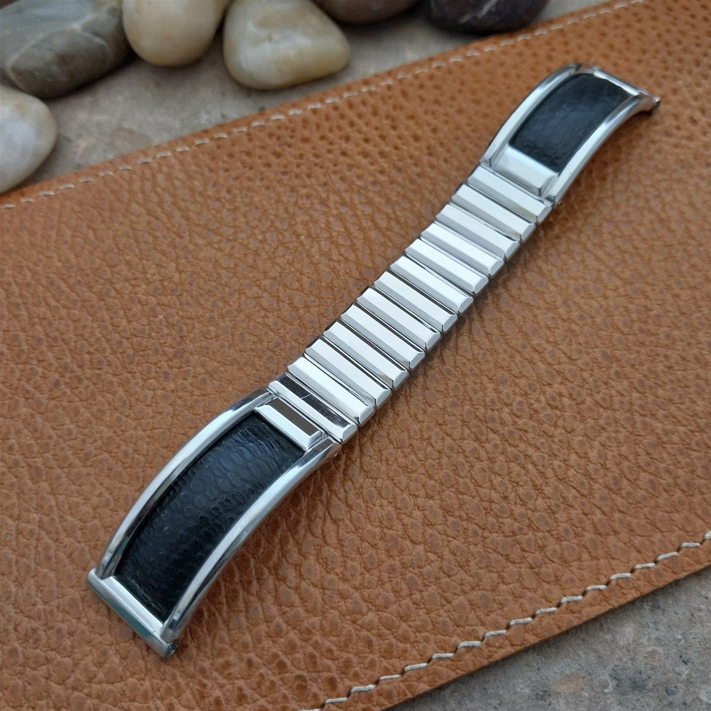 16mm Kreisler Short White Gold-Filled & Lizard Unused 1960s Vintage Watch Band