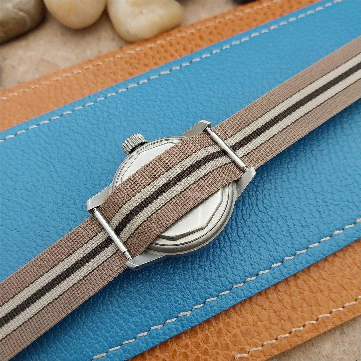 Vintage 16mm Lewa Striped Perlon Classic 1960s Single Pass Unused Watch Band