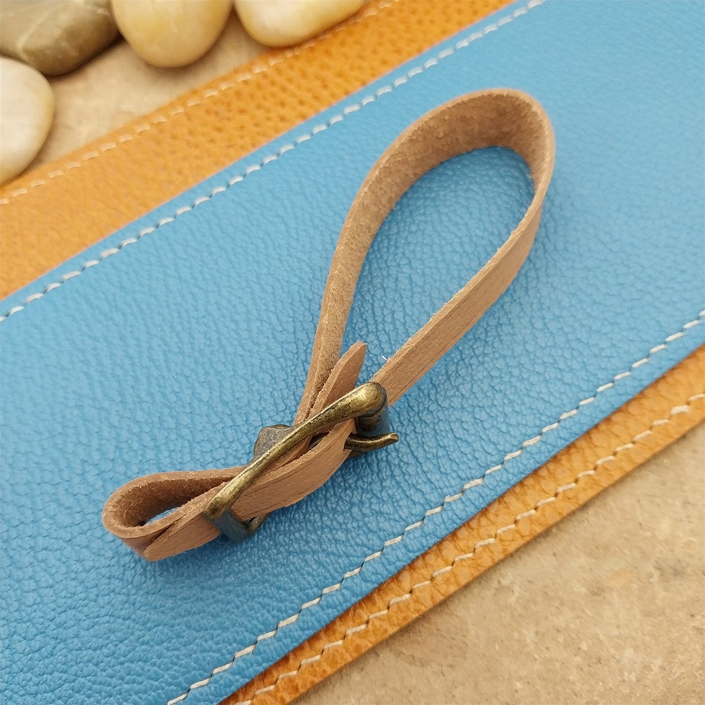 Veg Tanned Pigskin Vintage Pocket Watch Fob Strap & Antique Finish Solid Buckle