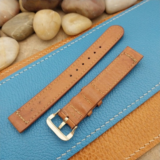 1940s-1950s Vintage 14mm Brown Saddle Leather Classic NOS Unused Watch Band