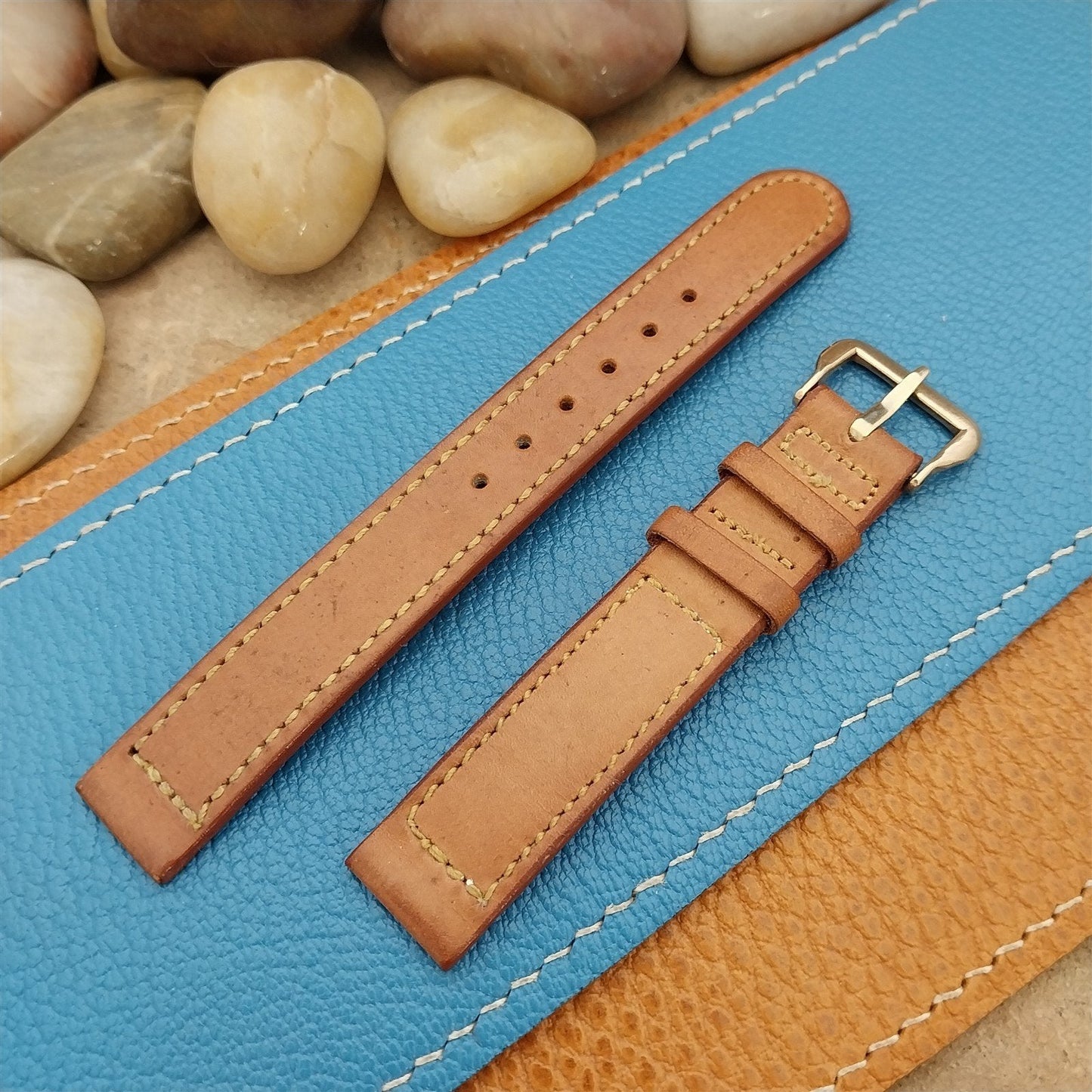 1940s-1950s Vintage 14mm Brown Saddle Leather Classic NOS Unused Watch Band